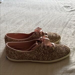 Sparkly Pink Sneakers with Satin Laces